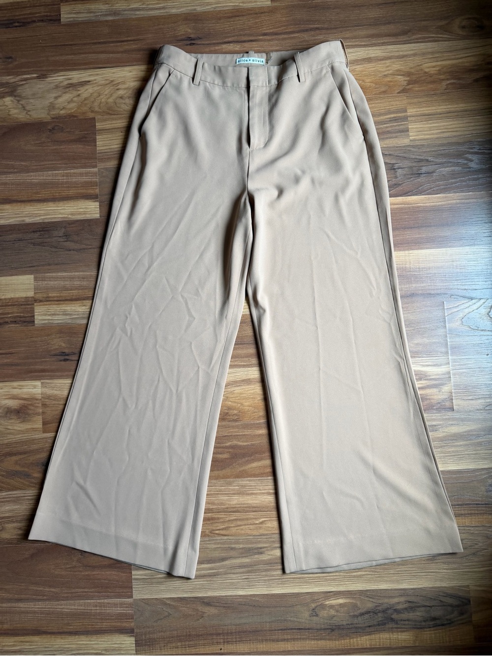 Alice + Olivia Wide Leg Tailored Trousers Beige/Taupe – Style R607168207